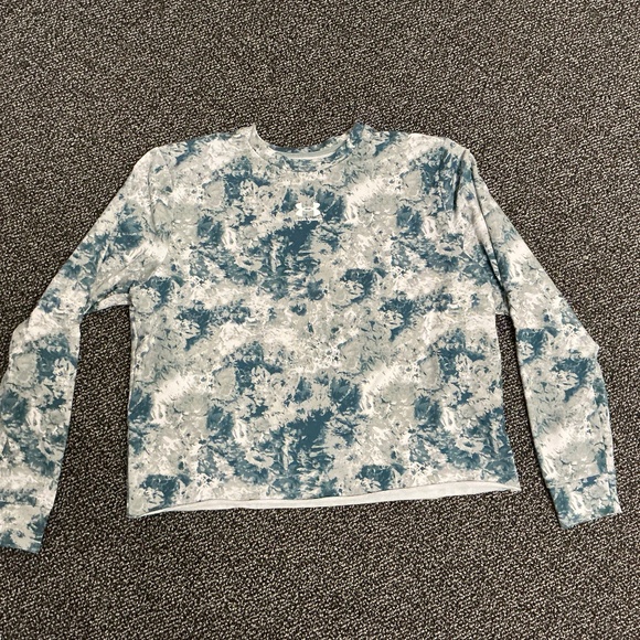 Ladies GREEN Under Armour Rival Terry Print Crew Sweatshirt Size XL - Picture 2 of 7